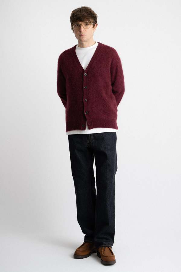 KAPTAIN SUNSHINE Royal Alpaca Knit Cardigan - Burgundy | Garmentory