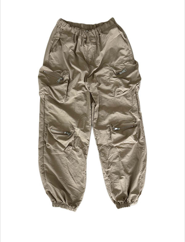 Blue One Parachute Pants - Tan
