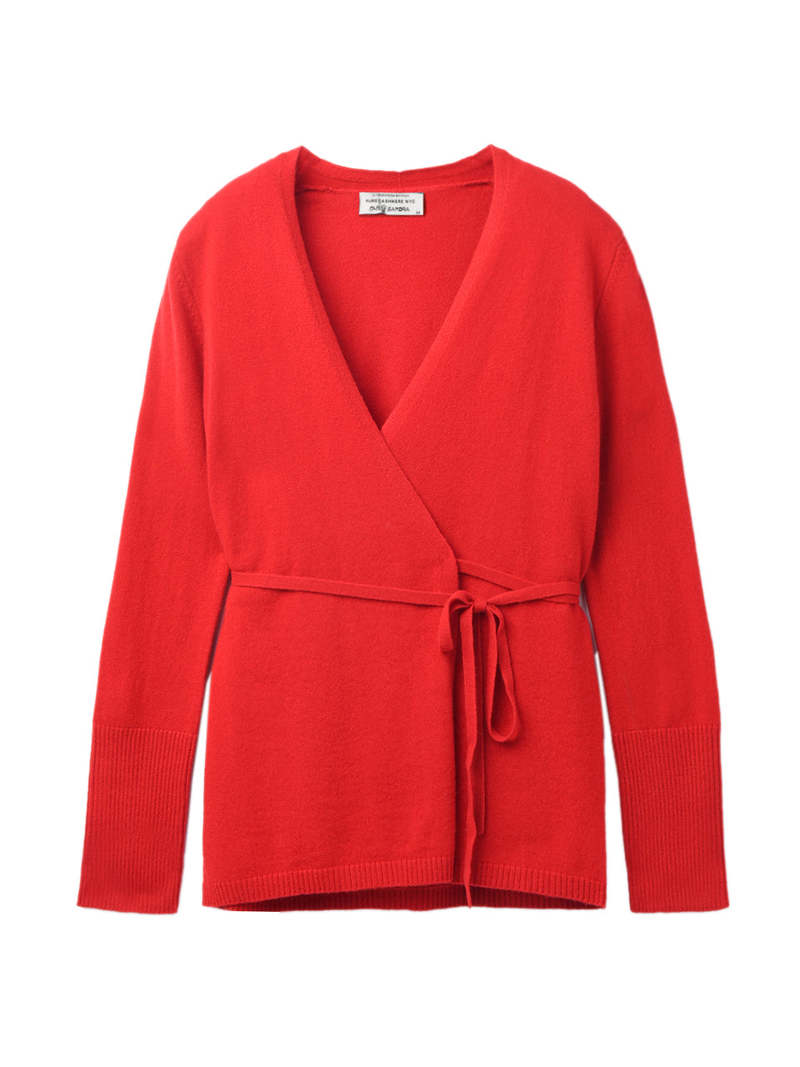 PURECASHMERE NYC Wrap Cardigan - Lipstick Red
