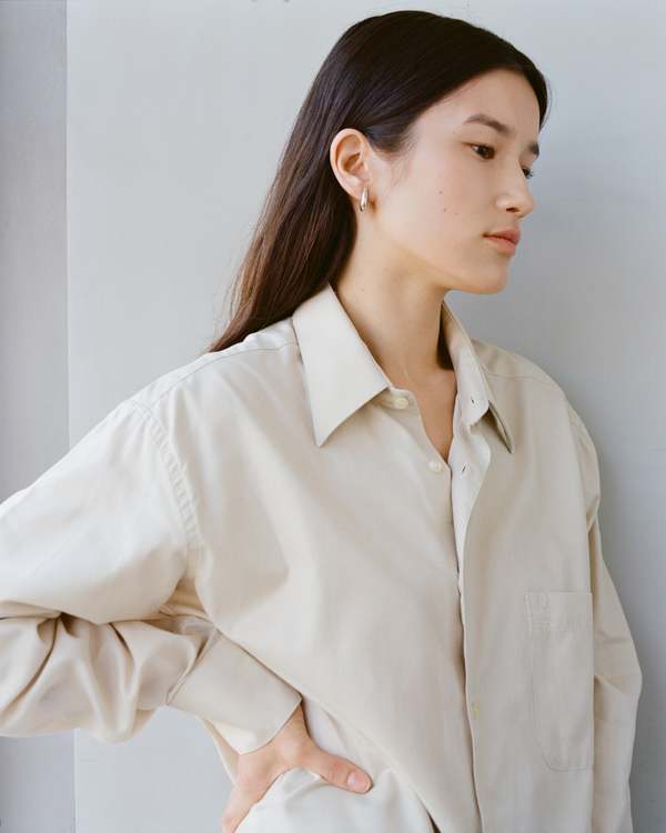 Annika Inez Sloping Hinge Hoops - Silver/Gold Annika Inez Sloping Hinge Hoops - Silver/Gold