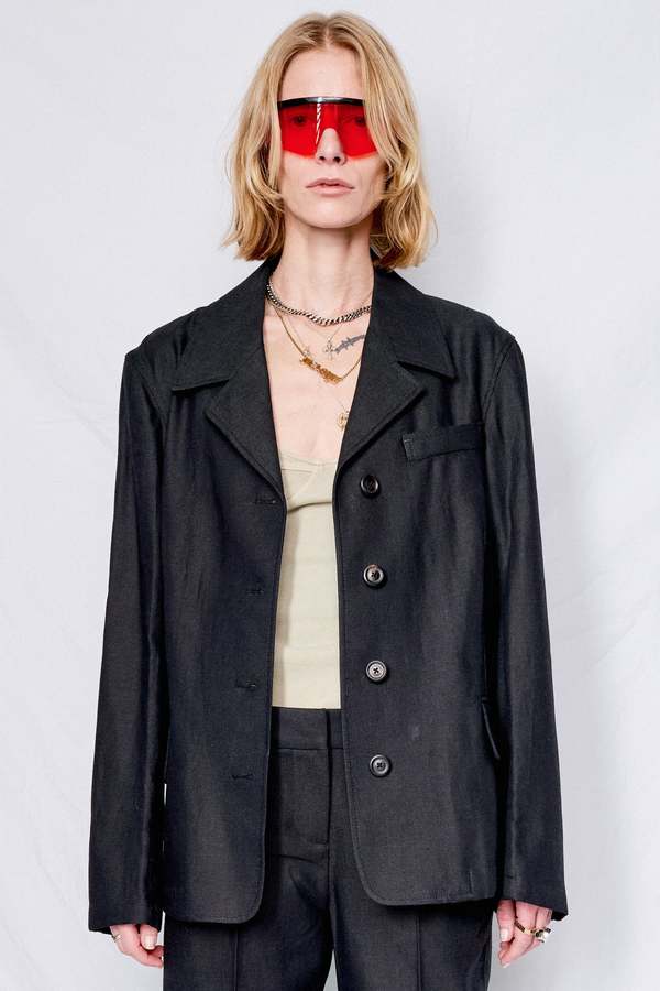 Our Legacy Draping Canvas Sweep Blazer - Black | Garmentory