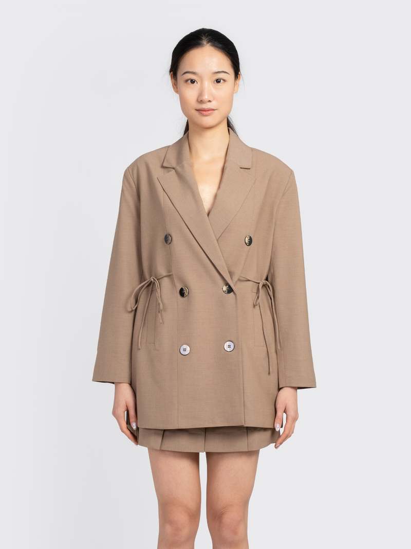 Ganni Drapey Melange Oversized Blazer - Tiger