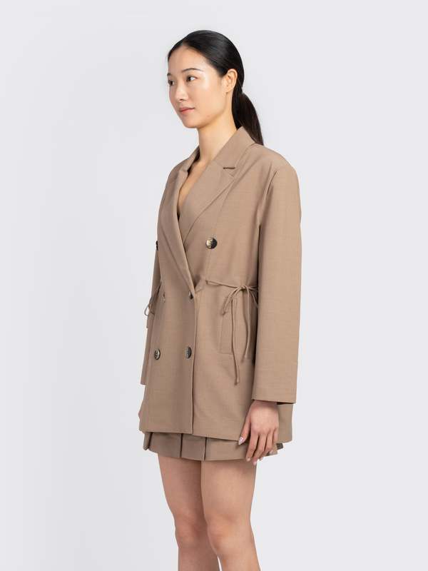 Ganni Drapey Melange Oversized Blazer - Tiger's Eye | Garmentory