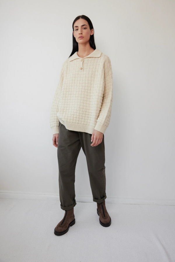 Wol Hide Lattice Popover - Ecru