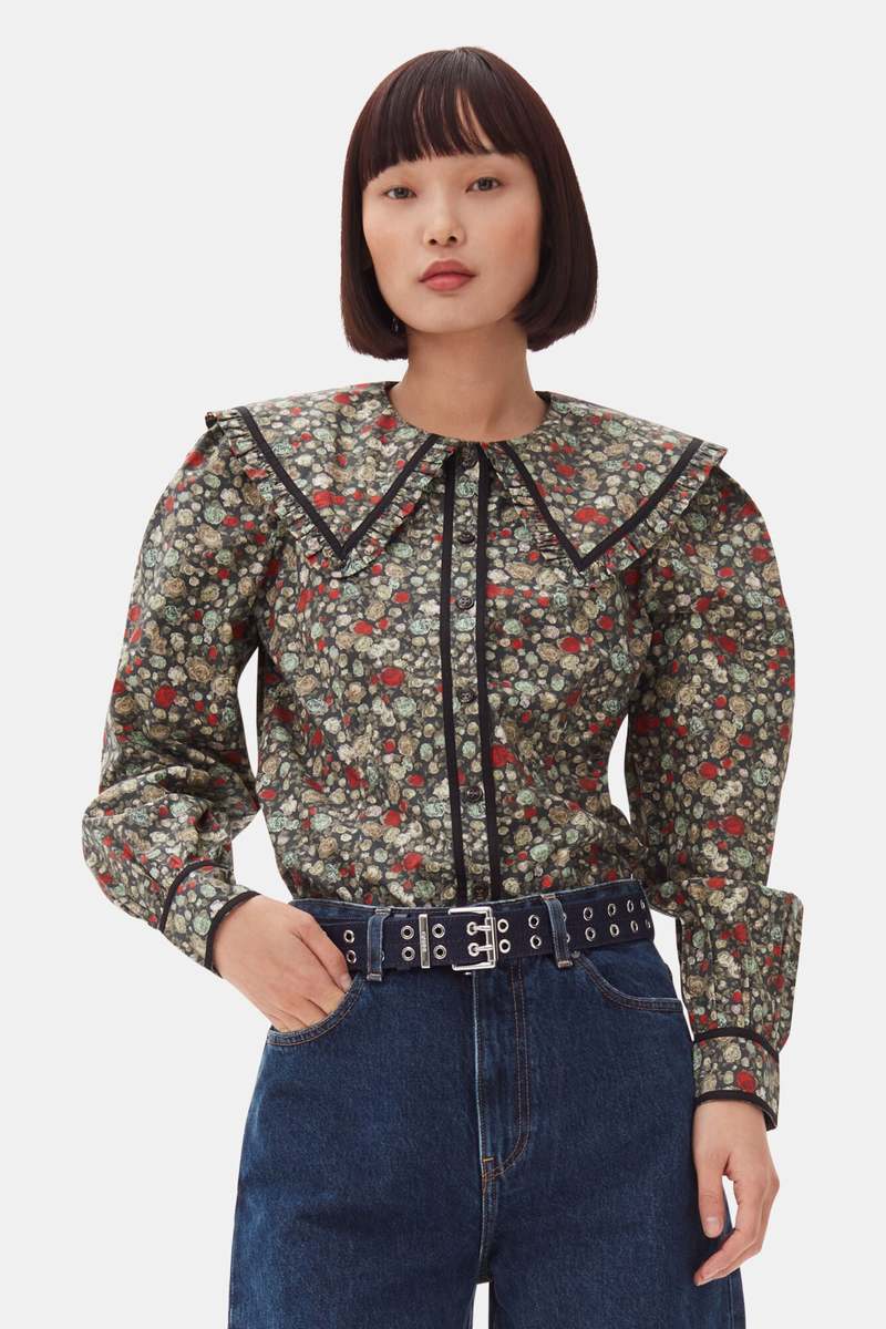 Ganni Cotton Shirt - Floral Print | Garmentory
