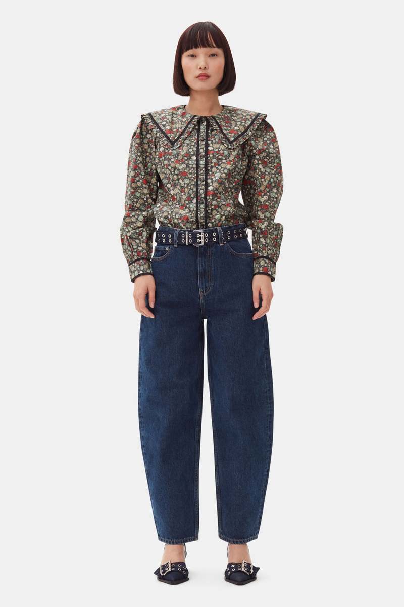 トップス GANNI Printed Cottton Poplin Shirt Ganni Cotton Shirt - Floral Print | Garmentory