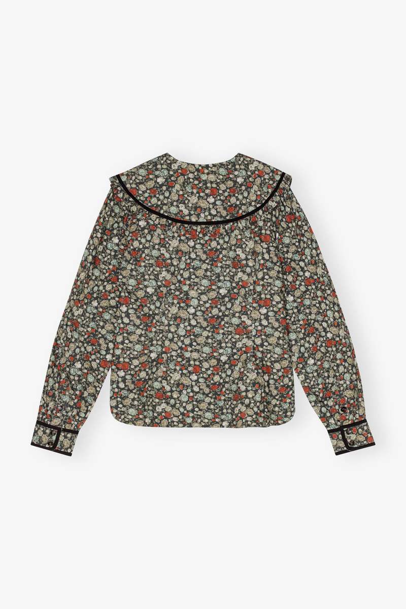 GANNI フラワープリント Printed Cotton ペプラム Ganni Cotton Shirt - Floral Print | Garmentory