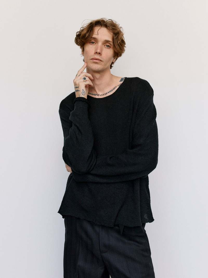 OUR LEGACY DOUBLE LOCK KNIT ブラック 50 Our Legacy Men's' Double Lock Sweater in Black | LN-CC®