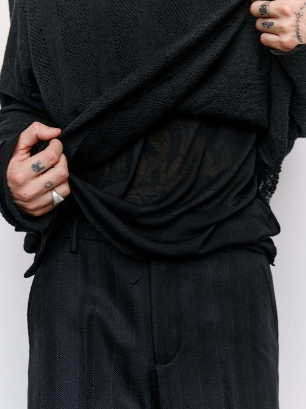 Our Legacy Crochet Stripe Double Lock Longsleeve - Black | Garmentory