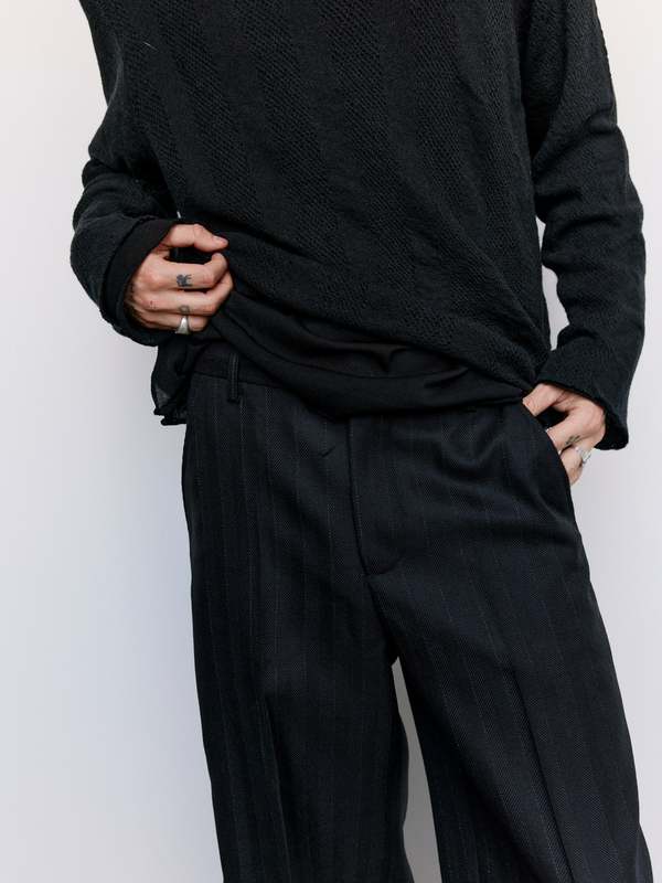 Our Legacy Crochet Stripe Double Lock Longsleeve - Black | Garmentory