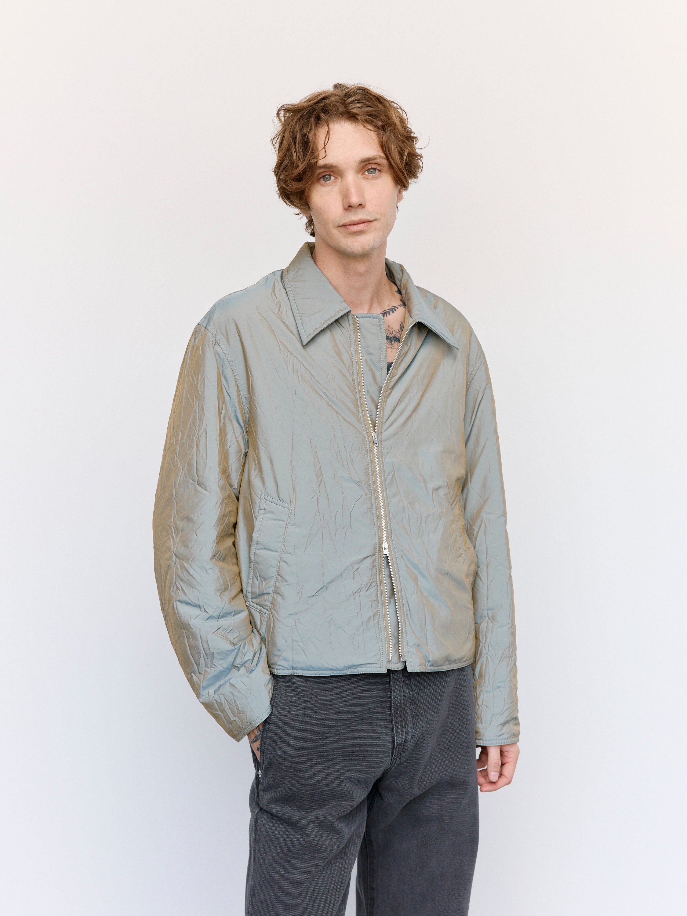 Our Legacy Slight Jacket - Shining Olive Crinkle Solaro
