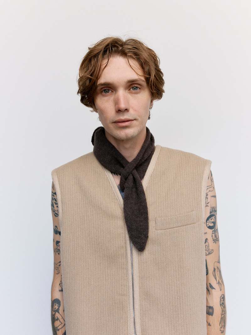 Our Legacy Fuzzy Alpaca Miniature Scarf - Smokey Brown