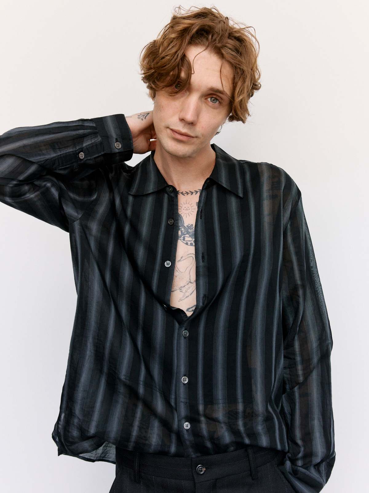 Our Legacy Sheer Cotton Silk Adorn Shirt - Noir Stripe