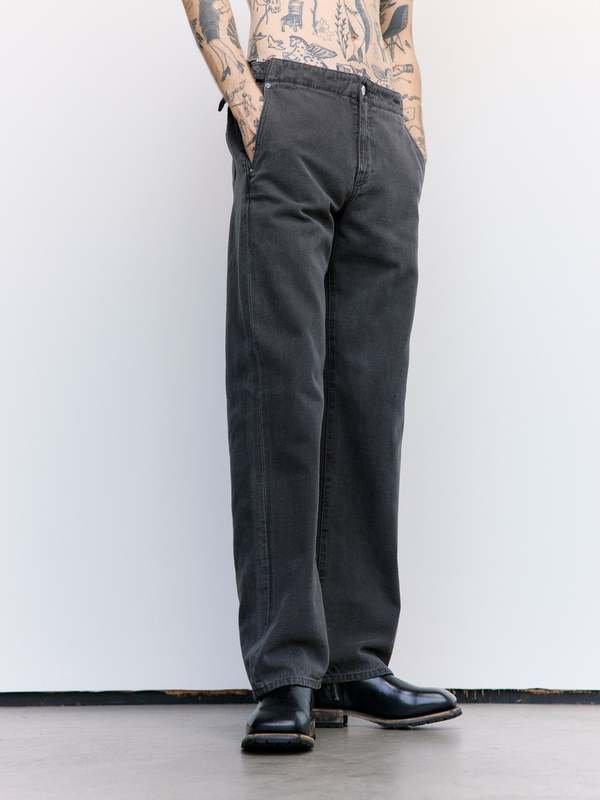 Our Legacy Reborn Canvas Trucker Trouser - Ash Black | Garmentory
