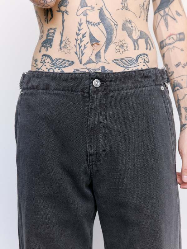 Our Legacy Reborn Canvas Trucker Trouser - Ash Black | Garmentory