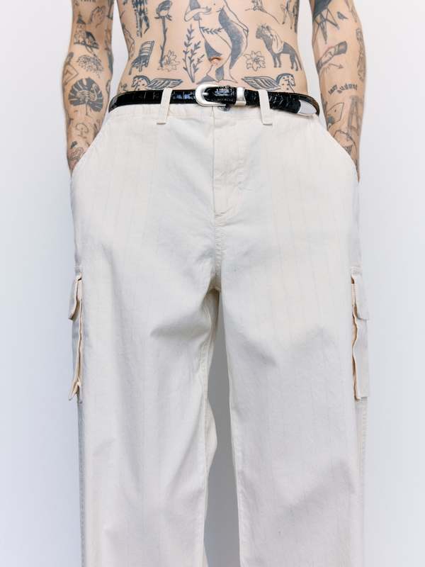 パンツ OUR LEGACY MOUNT CARGO\"ECRU CANAL STRIPE Our Legacy - Mount Cargo Ecru Canal Stripe