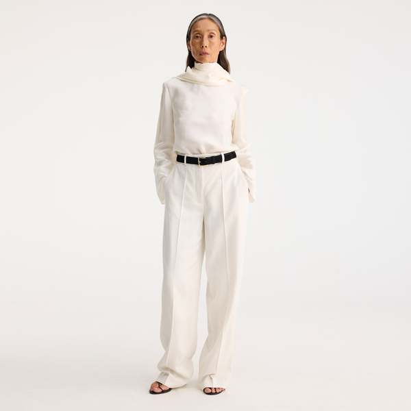 Rohe Textured Wide Leg Trousers Winter White