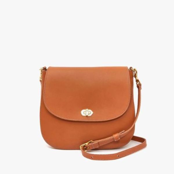 Clare V. Turnlock Louis w Shortie Strap bag - Cuoio