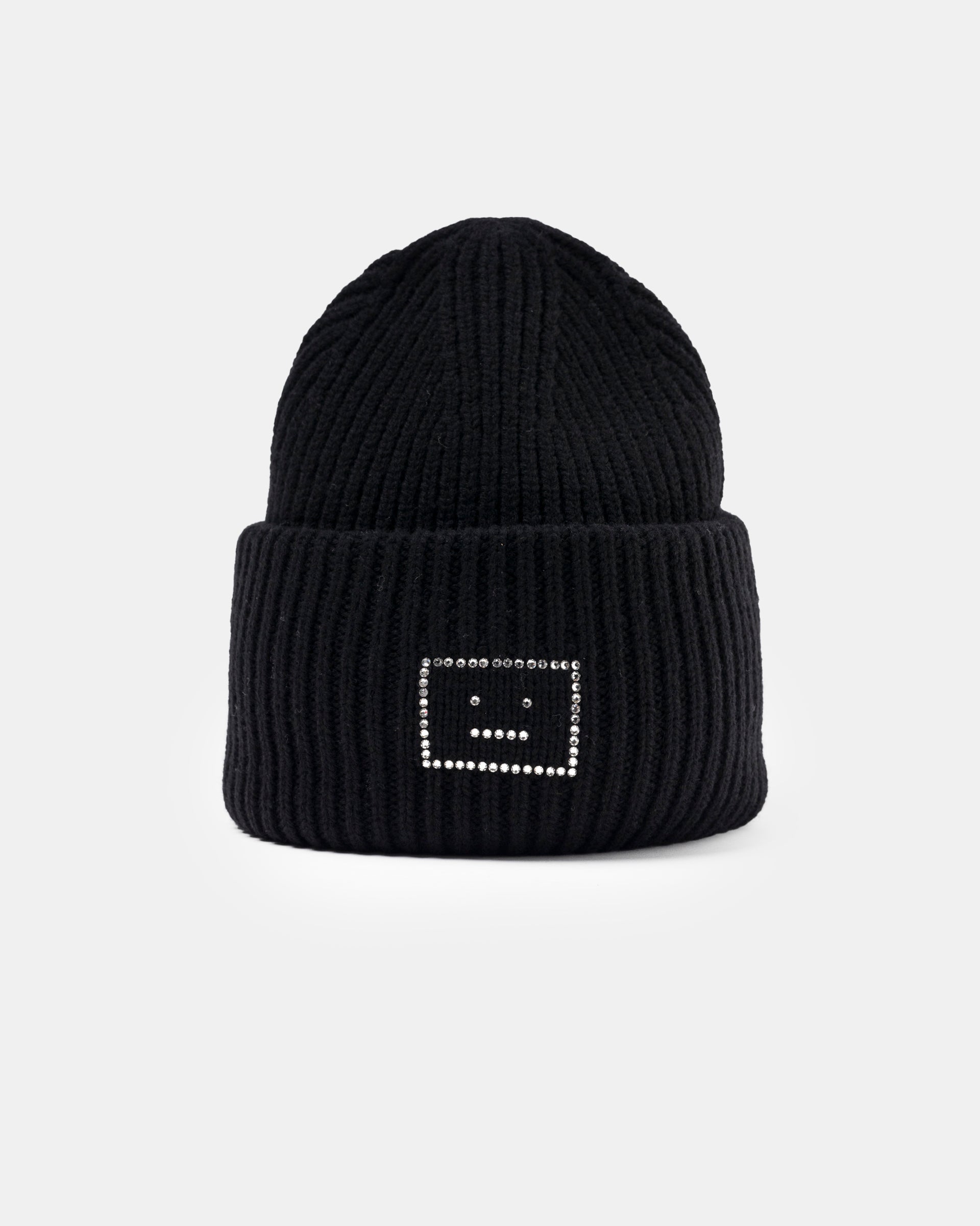 AcneStudios ビーニー black Acne Studios Embellished Face Logo Beanie - Black | Garmentory