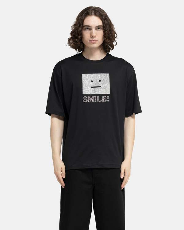 Acne Studios Smile Face Logo T-Shirt - Black | Garmentory