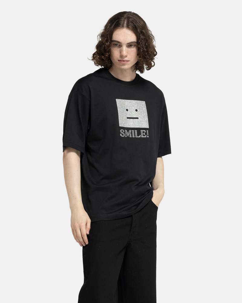Acne Studios Smile Face Logo T-Shirt - Black | Garmentory