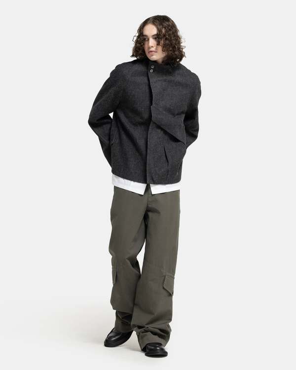 COMMON DIVISOR Vale Stand Collar Jacket - Black Denim | Garmentory