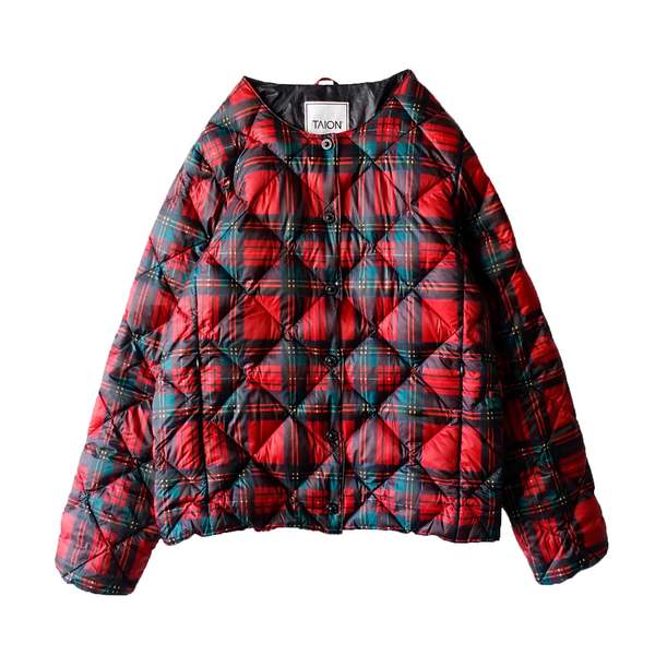 ICHI ANTIQUITES x TAION - DOWN JACKET - RED TARTAN | Garmentory