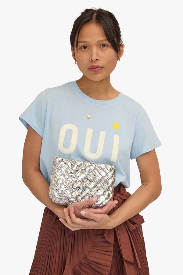Clare V. Estelle bag- Puffy Silver Woven | Garmentory