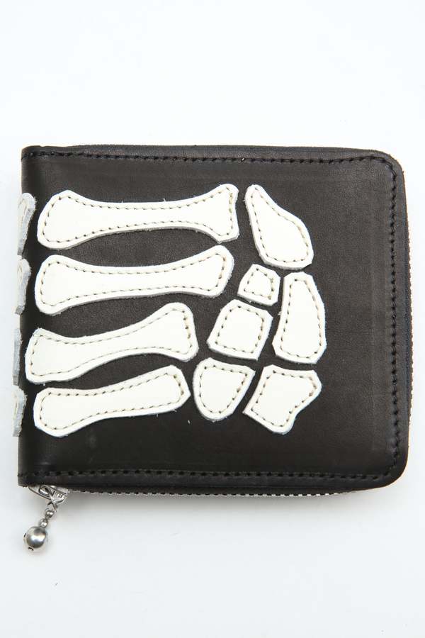 Kapital Thumb-Up Bone Hand Zip Wallet - Black | Garmentory