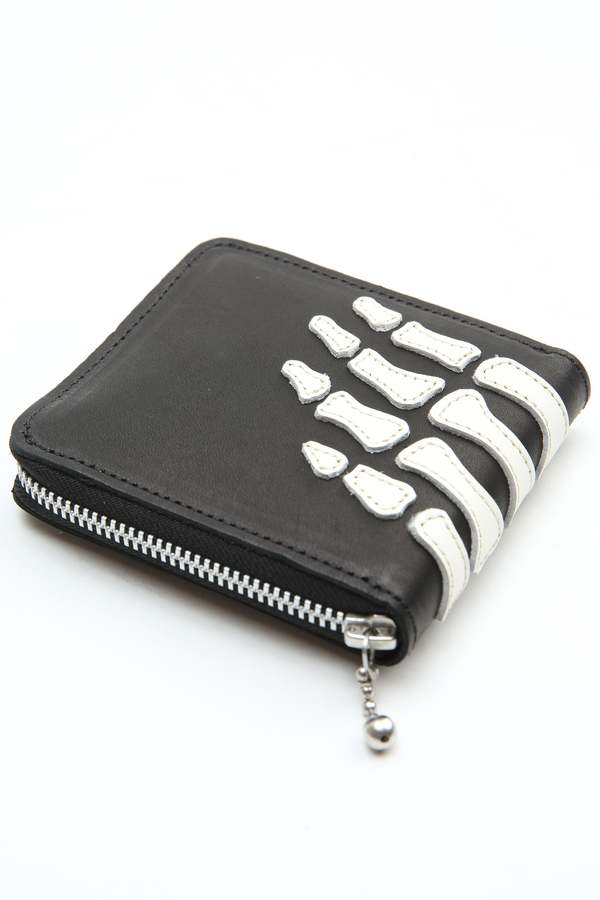 Kapital Thumb-Up Bone Hand Zip Wallet - Black | Garmentory