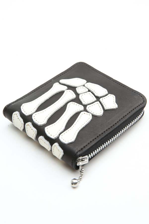 Kapital Thumb-Up Bone Hand Zip Wallet - Black | Garmentory