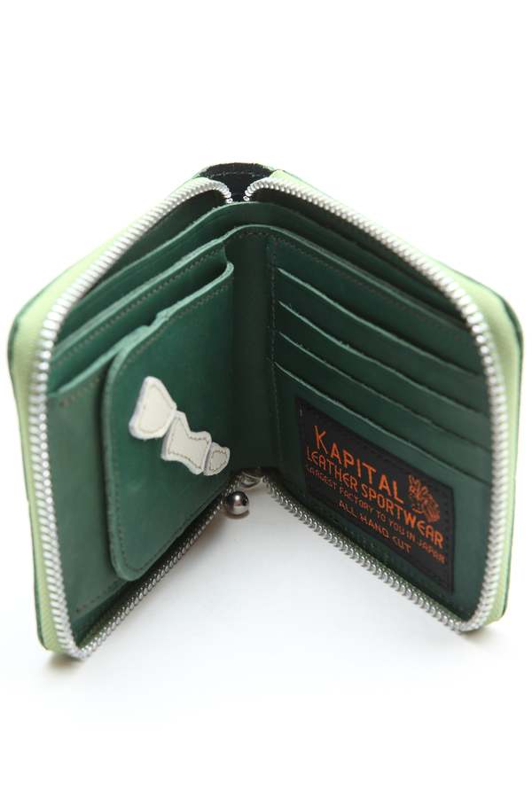 Kapital Thumb-Up Bone Hand Zip Wallet - Green | Garmentory