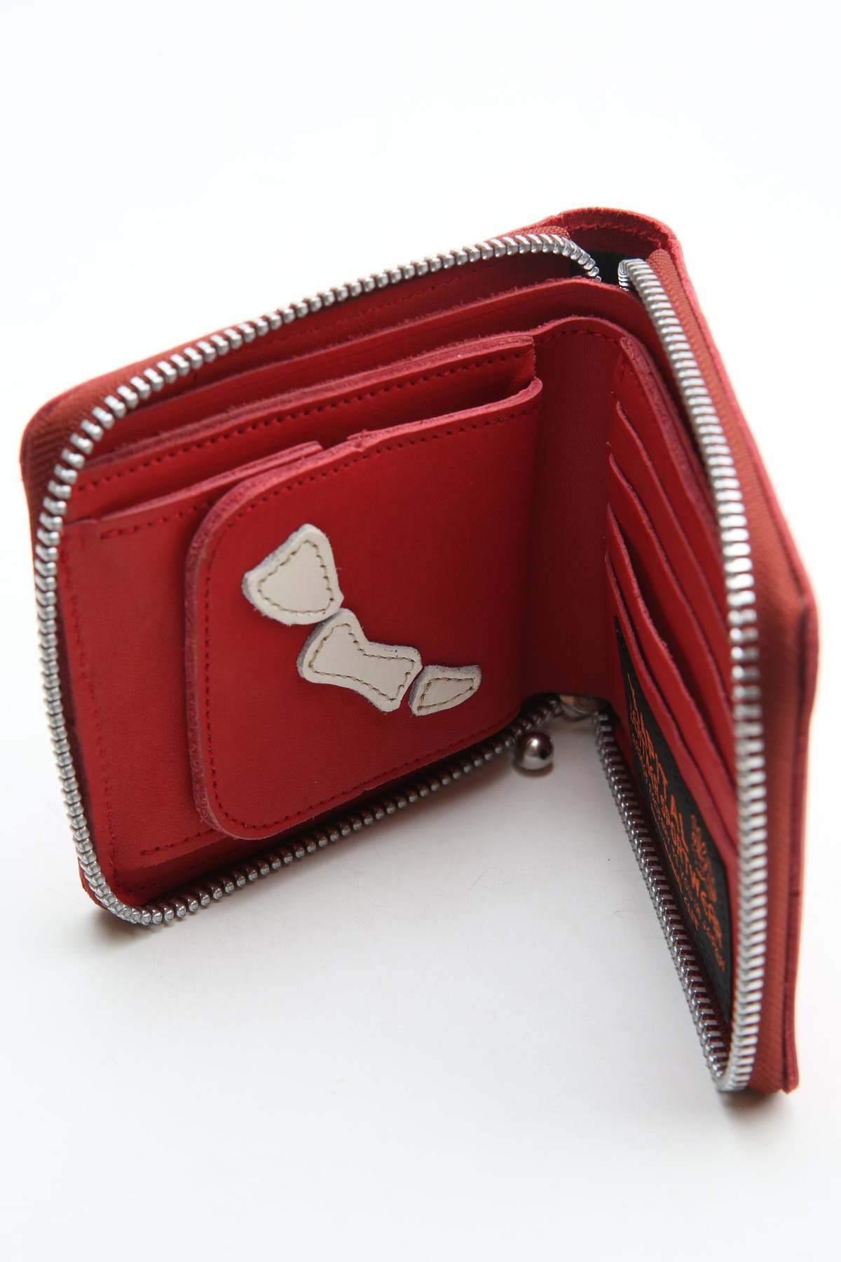 Kapital Thumb-Up Bone Hand Zip Wallet - Red | Garmentory