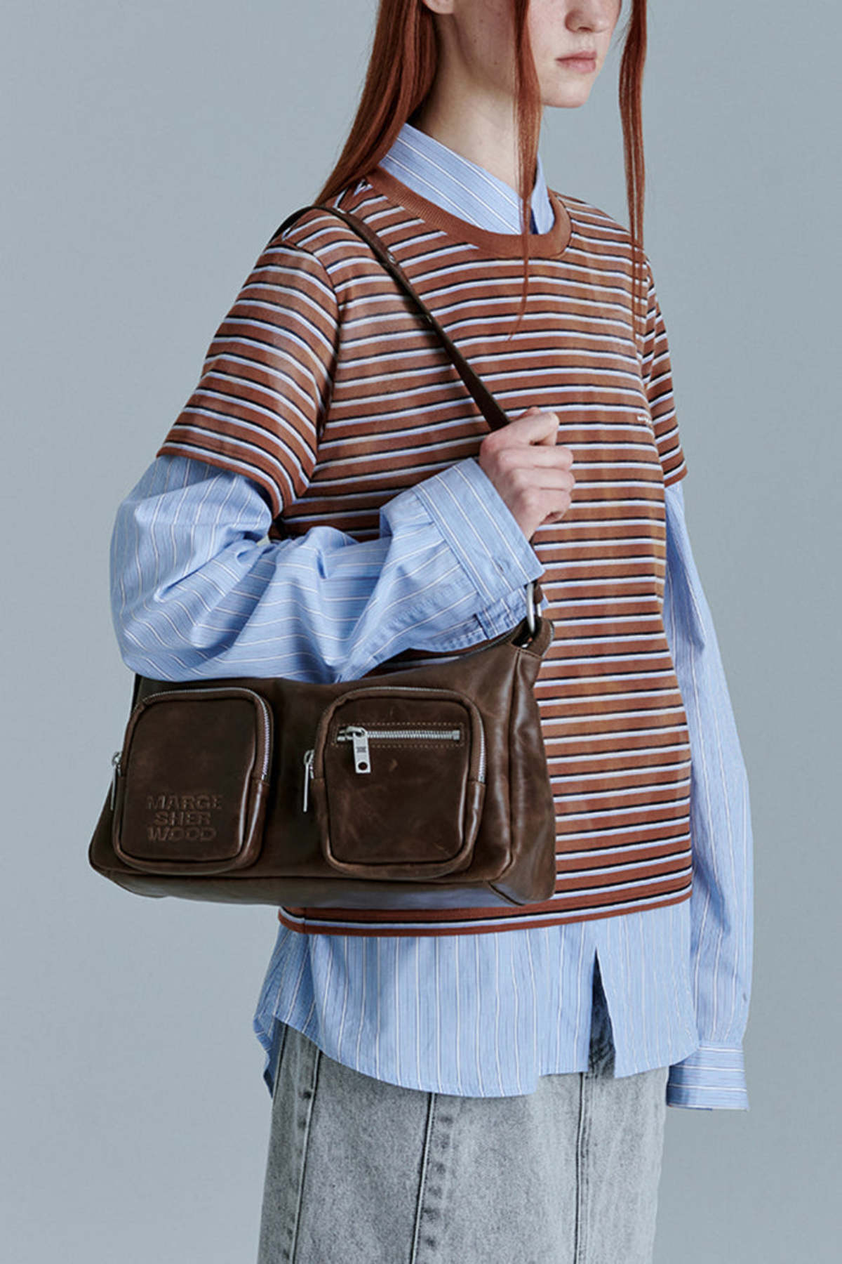 Marge Sherwood OUTPOCKET HOBO bag - WASHED BROWN PULLUP