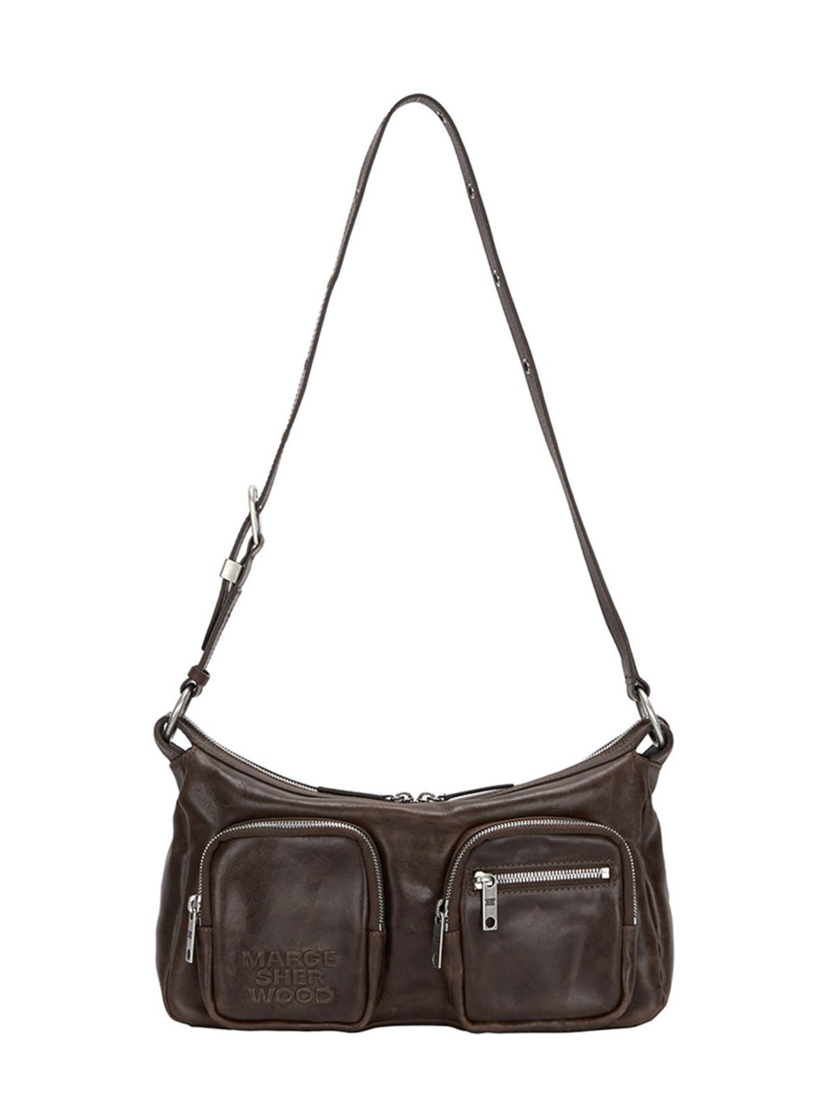 ☆MARGE SHERWOOD☆ HOBO MINIwashed brown pullup Marge Sherwood Mini hobo out pocket bag washed brown pullup