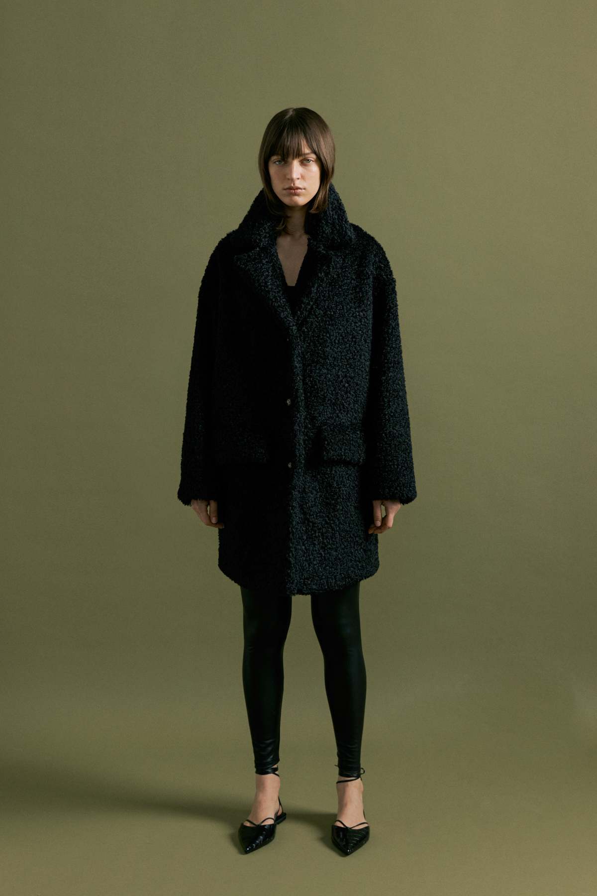 ムートン・ファーコート MOLLIOLLI MANI double collar fur half coat vanilla MW5WCT02X Mani-Double-Collar-Fur-Coat-in