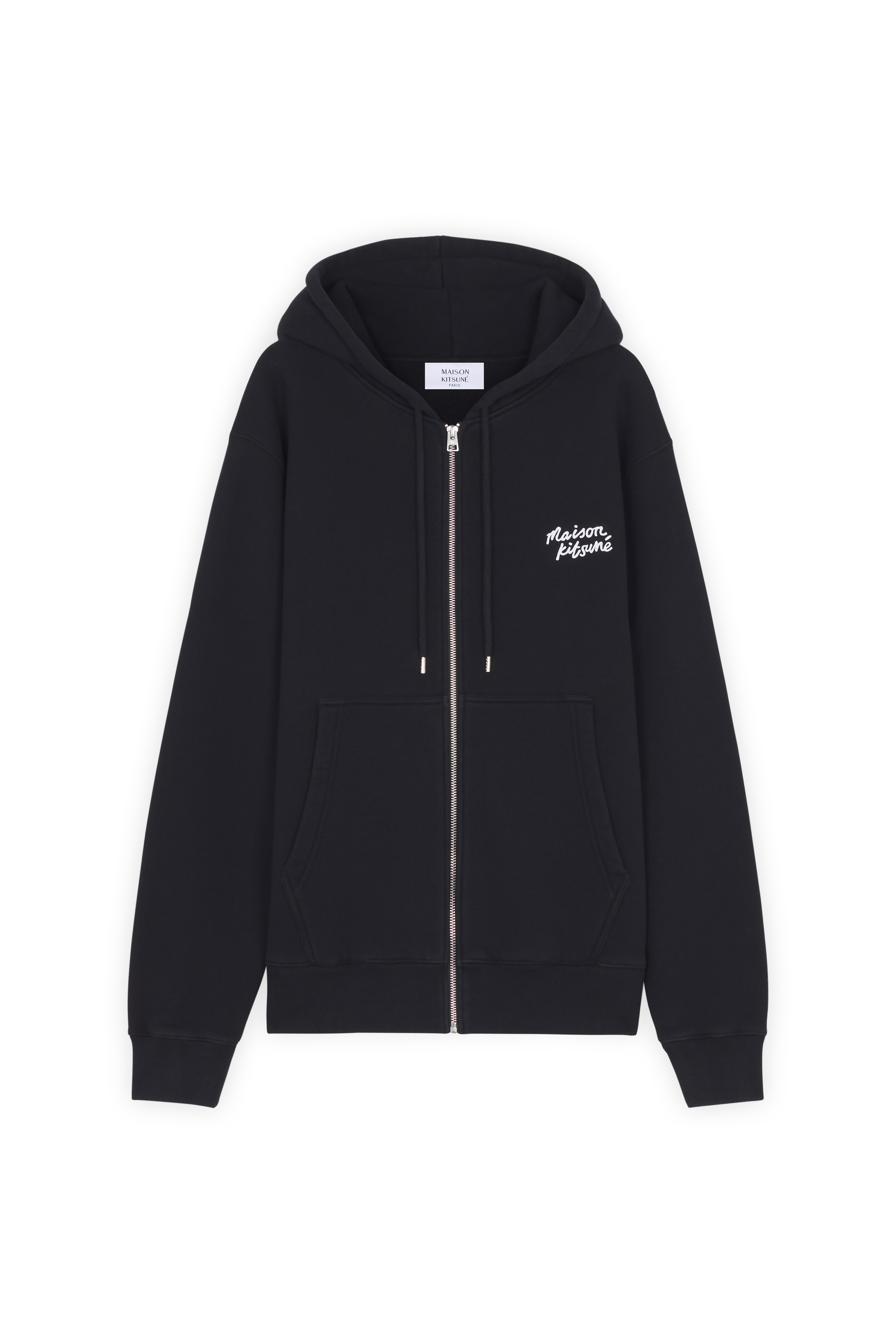 【MAISON KITSUNE】 Handwriting Comfort Zipper Hood Zip-Up Maison Kitsuné Handwriting Comfort Zipped Hoodie - Black