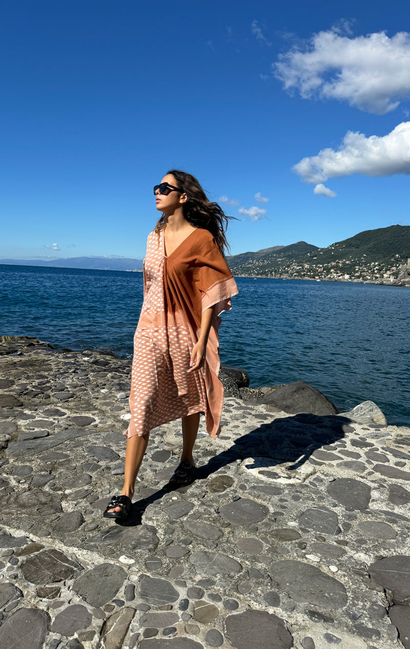 Two Ikat Dress - Caramel/Pale Peach | Garmentory