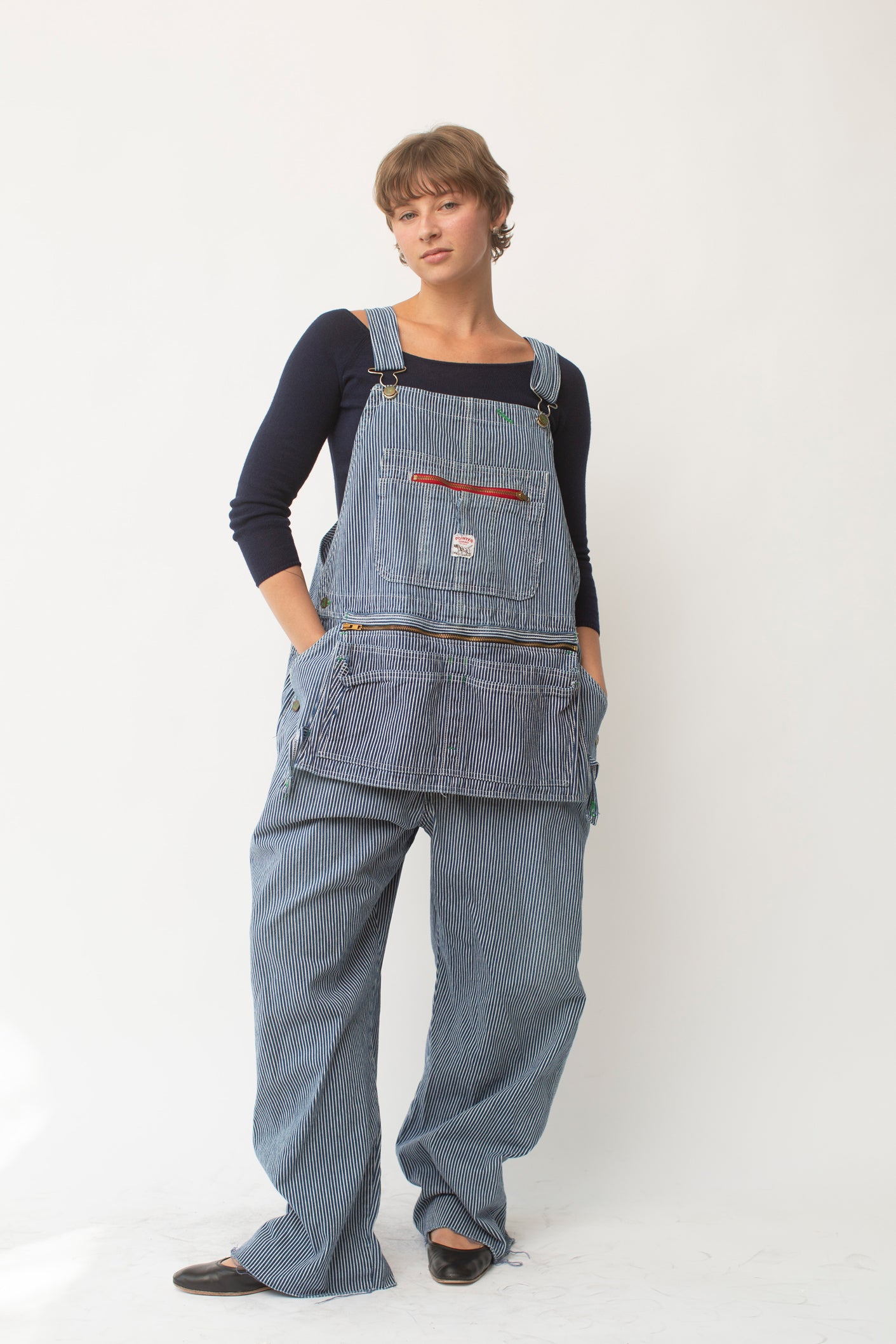 Vintage Pointer Railroad Stripe Overalls - Blue | Garmentory