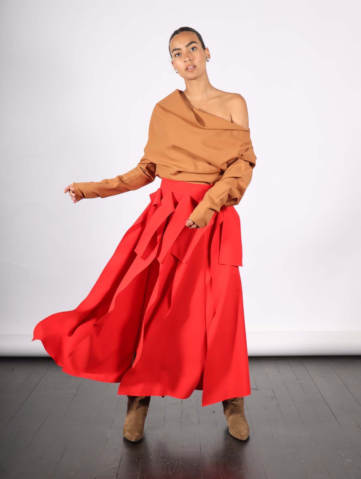 Maggie Marilyn Lady Danger Asymmetric Crepe Wrap Midi Skirt