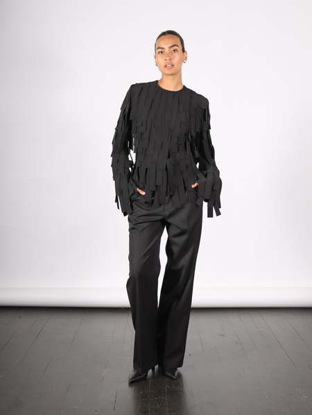 A.W.A.K.E. MODE Off-The-Shoulder Organdy Top - Black