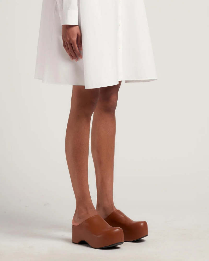 Marni Brown Leather Chunky Clog Sabot - Brown | Garmentory