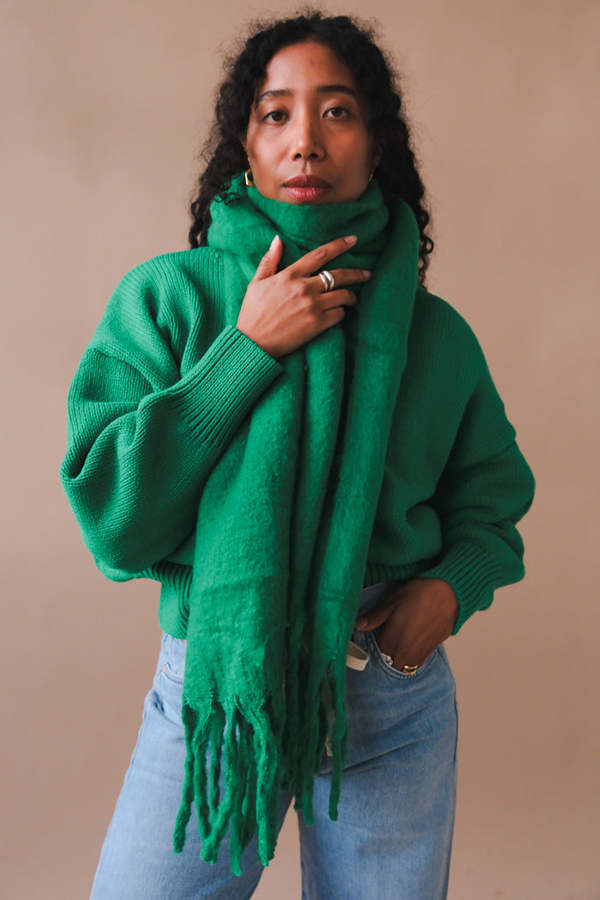 Pipe & Row CHUNKY SOLID SCARF - GRASS GREEN | Garmentory
