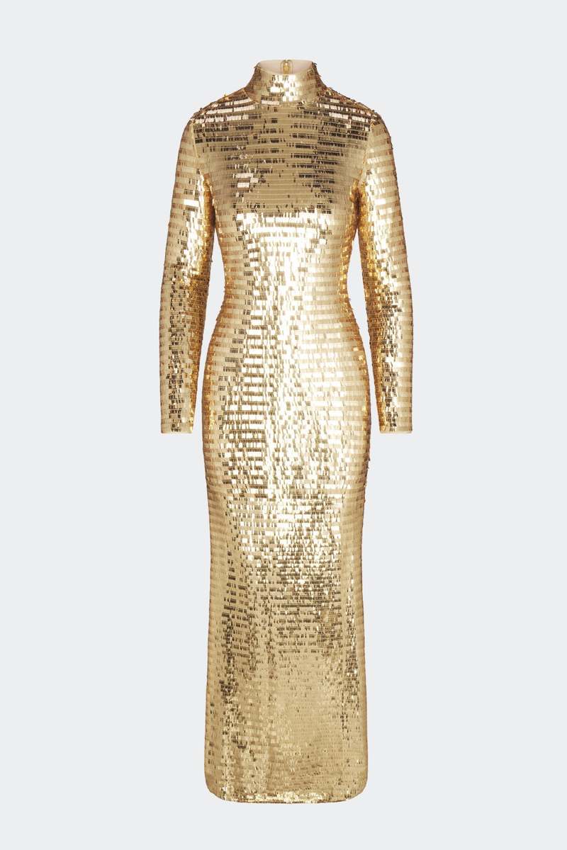 green emerald velvet dress Zapakasa Women Sparkly Gold Metallic Long Sleeves Formal Dress Pleated V- Neck A-Line Gala Dress main image 1