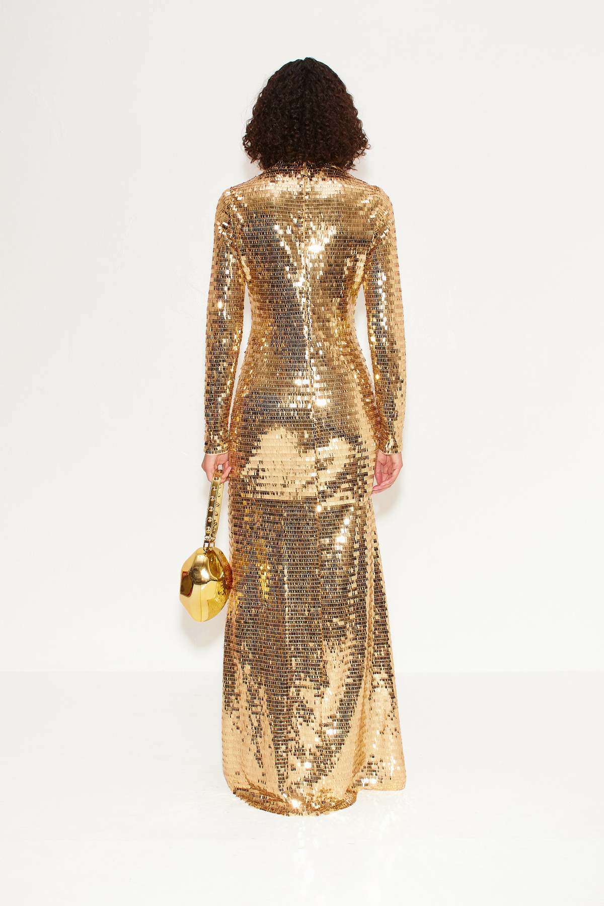 slim fit dress slacks Mac Duggal Metallic Long-Sleeve Asymmetrical Ruched Gown main image 0