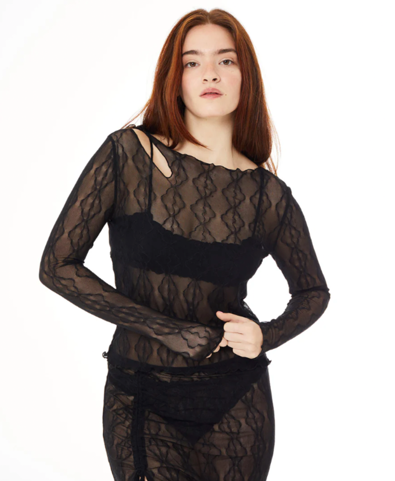 long sleeve keyhole top
