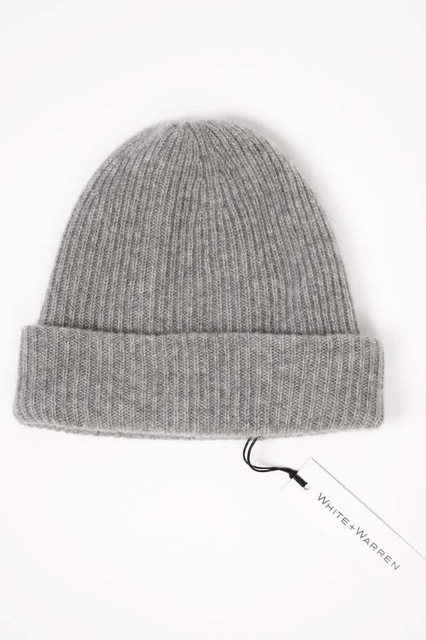White + Warren Cashmere Luxe Beanie - Light Heather Grey  display picture 1