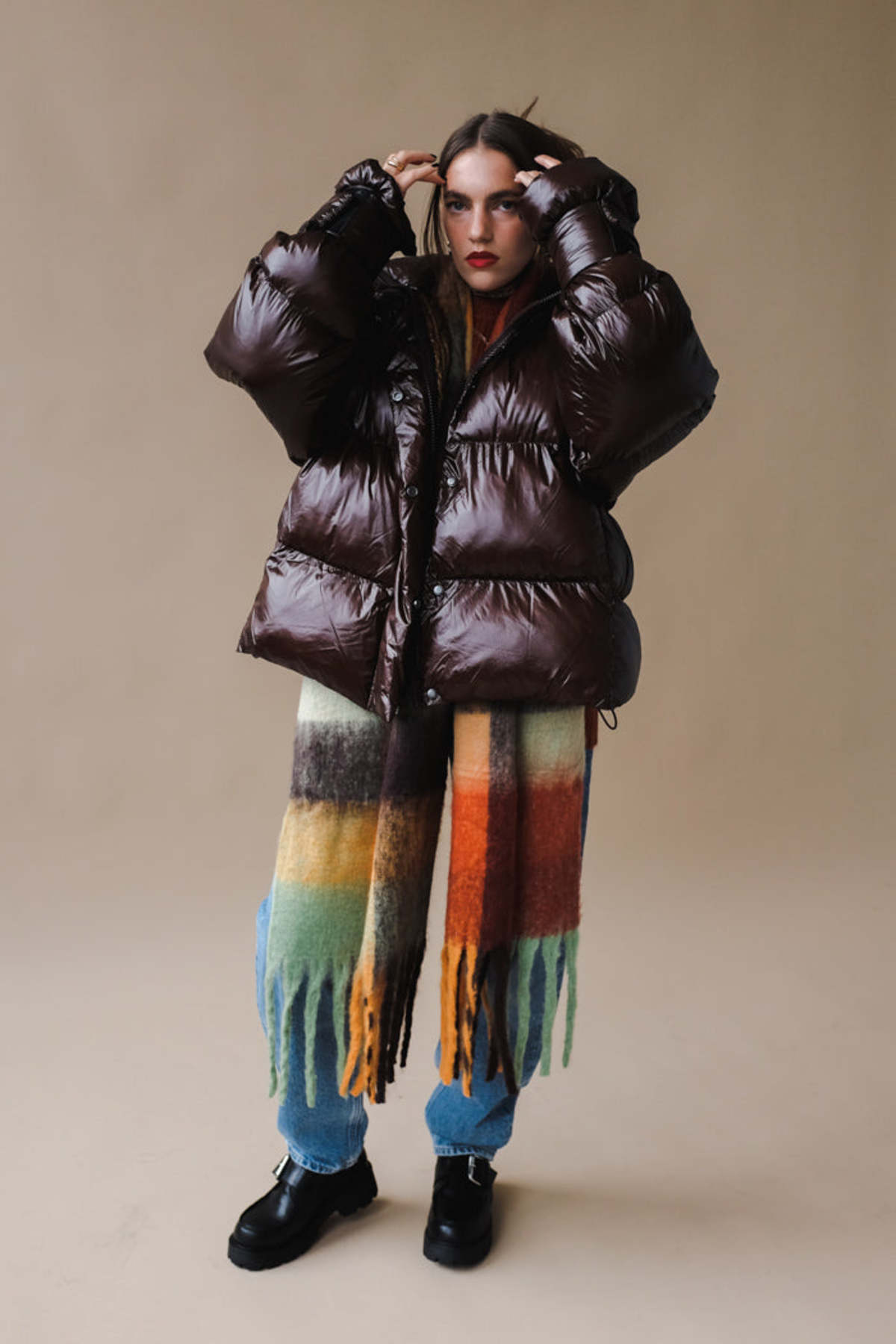 Pipe & Row CHUNKY PLAID SCARF - Multi - Image 5 of 8