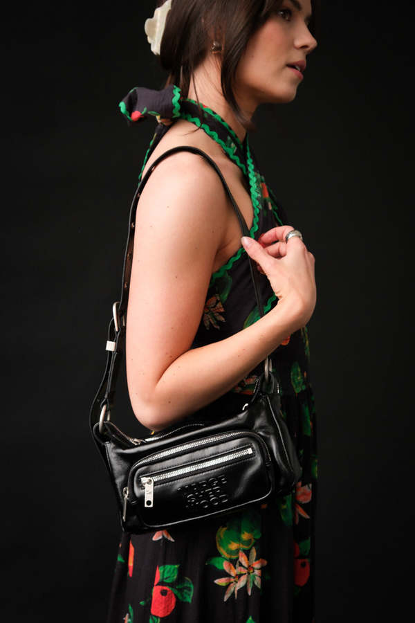 Marge Sherwood MINI HOBO OUTPOCKET BAG - GLOSSY BLACK | Garmentory