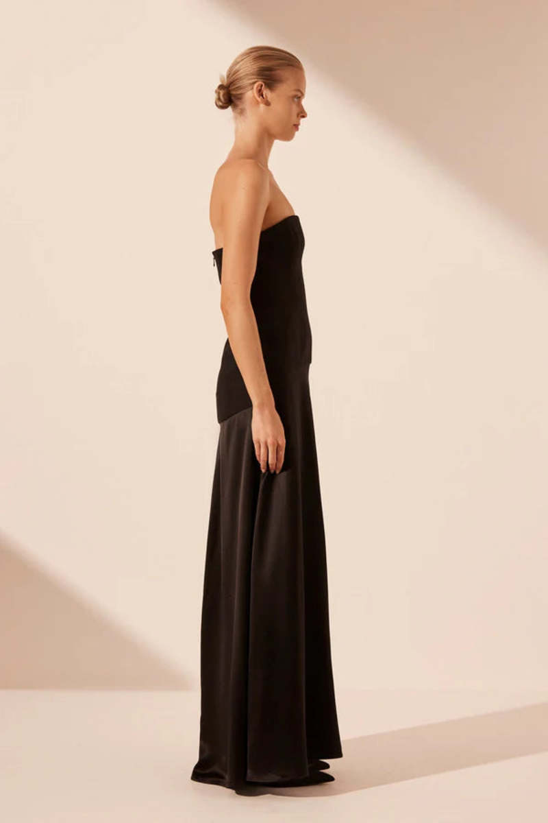 shona joy adri strapless paneled maxi dress ADRI STRAPLESS PANELLED MAXI DRESS | BLACK | DRESSES